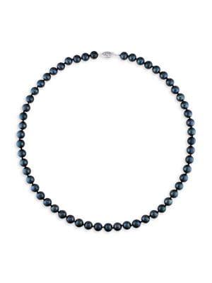 Sonatina 14k White Gold & Black Round Cultured Freshwater Pearl Necklace