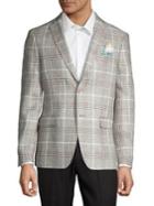 Tallia Orange Mason Fit Camel Plaid Linen Sportcoat