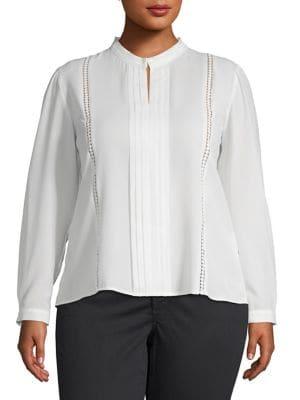 Tahari Arthur S. Levine Plus Eyelet Trim Blouse