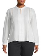 Tahari Arthur S. Levine Plus Eyelet Trim Blouse