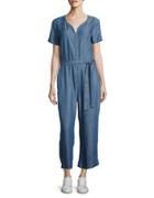 Design Lab Lord & Taylor Chambray Belted Jumpsuit