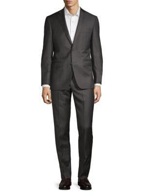 Black Brown Notch Lapel Wool Suit