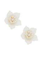 Miriam Haskell Goldtone And Crystal Flower Clip-on Earrings