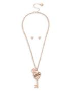Bcbgeneration Find Love Everywhere Boxed Rose-goldtone Heart Key Pendant Necklace & Stud Earrings Set