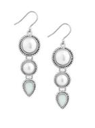Lucky Brand May Chase Faux Pearl And Dyed Jade Triple Drop Earrings