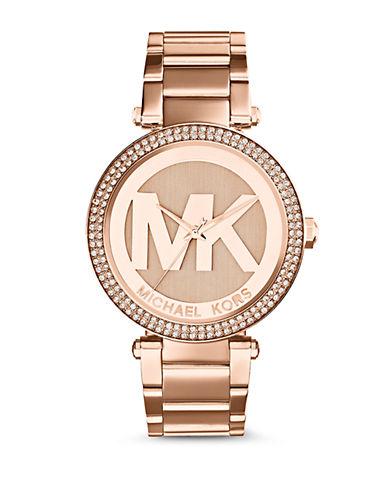 Michael Kors Ladies Rose Goldtone Parker Glitz Watch