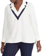 Lauren Ralph Lauren Plus Notch Lapel Georgette Top