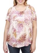 Lucky Brand Plus Printed Cold-shoulder Top