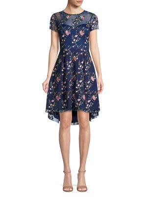 Adrianna Papell Floral High-low Fit-&-flare Dress