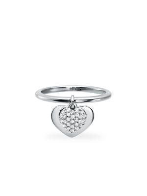 Michael Kors Kors Love Sterling Silver And Cubic Zirconia Pave Heart Ring
