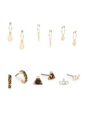 Design Lab Lord & Taylor Set Of Six Crystal Drop And Stud Earrings