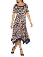Rafaella Floral Framed Cold-shoulder Dress