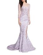 Glamour By Terani Couture Floral Mermaid Gown