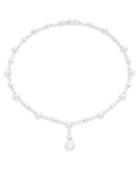 Nadri Crystal Pave Faux Pearl Lariat Necklace
