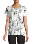 Karl Lagerfeld Paris Floral-print Pleated Short-sleeve Top