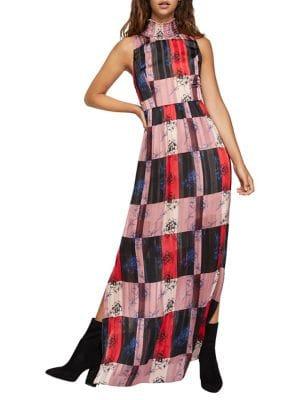 Bcbgeneration Oversized Plaid Floral Maxi Dress