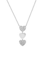 Lord & Taylor Rhodium-plated And Cubic Zirconia Pave Trio Heart Drop Necklace