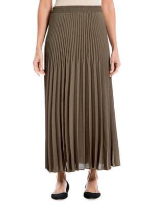 Max Studio Solid Pleated Maxi Skirt