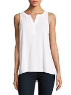 Lord & Taylor Split-neck Solid Top