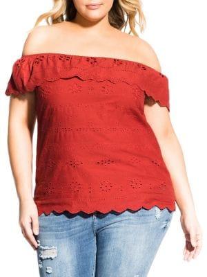 City Chic Plus Wild Embroidered Top