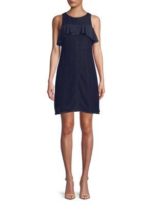 Ellen Tracy Flounce Yoke Sleeveless Dress