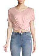 La La Anthony Relaxed Tie-front Cropped Tee