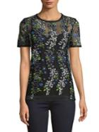 Elie Tahari Val Embroidered Overlay Top