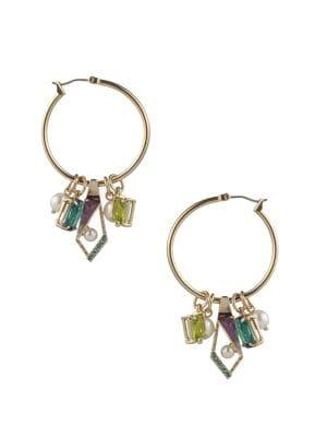 Carolee Florence Amethyst & Faux-pearl Charm Hoop Earrings