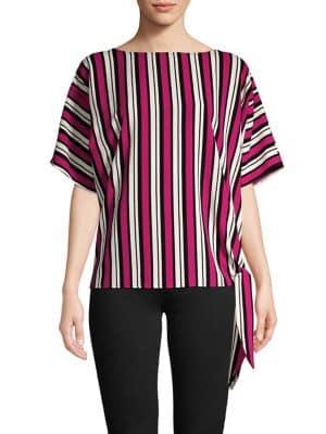 Michael Michael Kors Petite Striped Side-tie Top