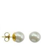 Majorica 10mm White Pearl & 14k Yellow Gold Stud Earrings
