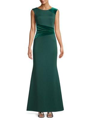 Vince Camuto Velvet-trimmed Sleeveless Gown