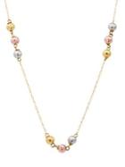 Lord & Taylor 14k Yellow, White And Rose Gold Beaded Necklace