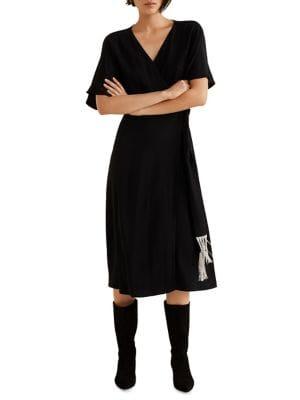 Mango Frayed Bow A-line Dress