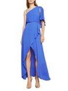 Bcbgmaxazria One-shoulder High-low Draped Gown