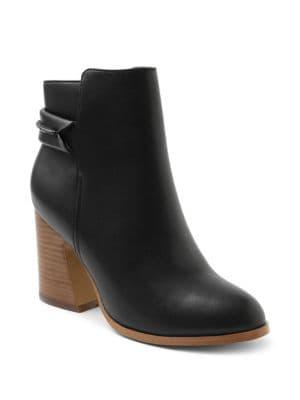 Kensie Surrey Stacked Heel Leather Booties