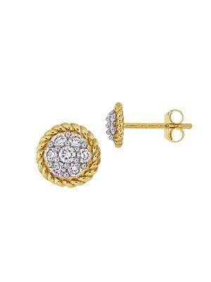 Sonatina 14k Yellow Gold & Diamond Floral Stud Earrings
