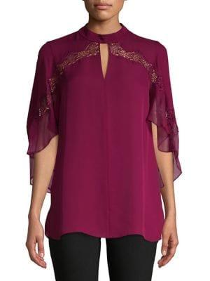Elie Tahari Cape-sleeve Silk Blouse