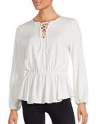 Context Lace Front Peasant Top