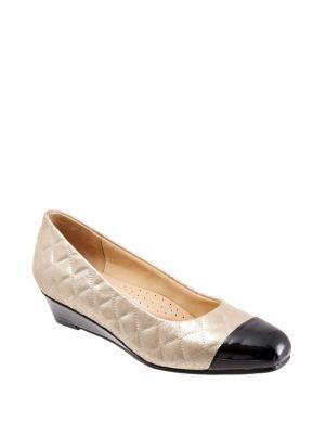 Trotters Langley Quilted Leather Wedge Pumps