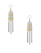 Lucky Brand Silvertone And Goldtone Frindge Statement Earrings