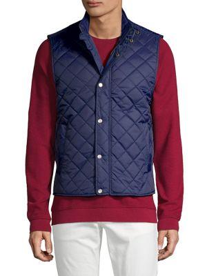 Black Brown Button-snap Quilted Vest