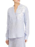 Lauren Ralph Lauren Embroidered Linen Long-sleeve Shirt