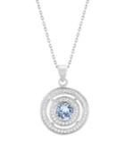 Lord & Taylor Sterling Silver & Swarovski Crystal Round Double Halo Pendant Necklace