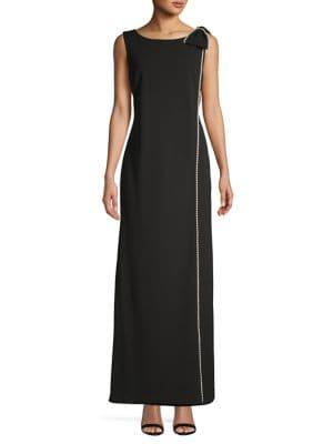 Karl Lagerfeld Paris Bow Shoulder Overlay Gown