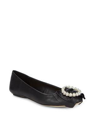 Karl Lagerfeld Paris Larza Embellished Leather Flats
