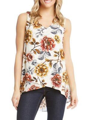 Karen Kane Asymmetric Floral Tank Top