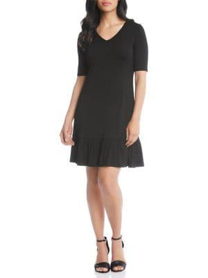 Karen Kane Ruffle-hem V-neck Dress