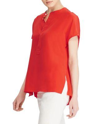 Polo Ralph Lauren Band-collar Silk Crepe Blouse