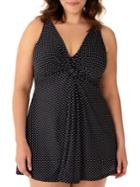 Miraclesuit Plus 1-piece Dotted Knotted Swimsuit