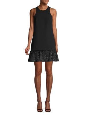 Trina Turk Cocktail Soiree Berry Sequin-hem Shift Dress